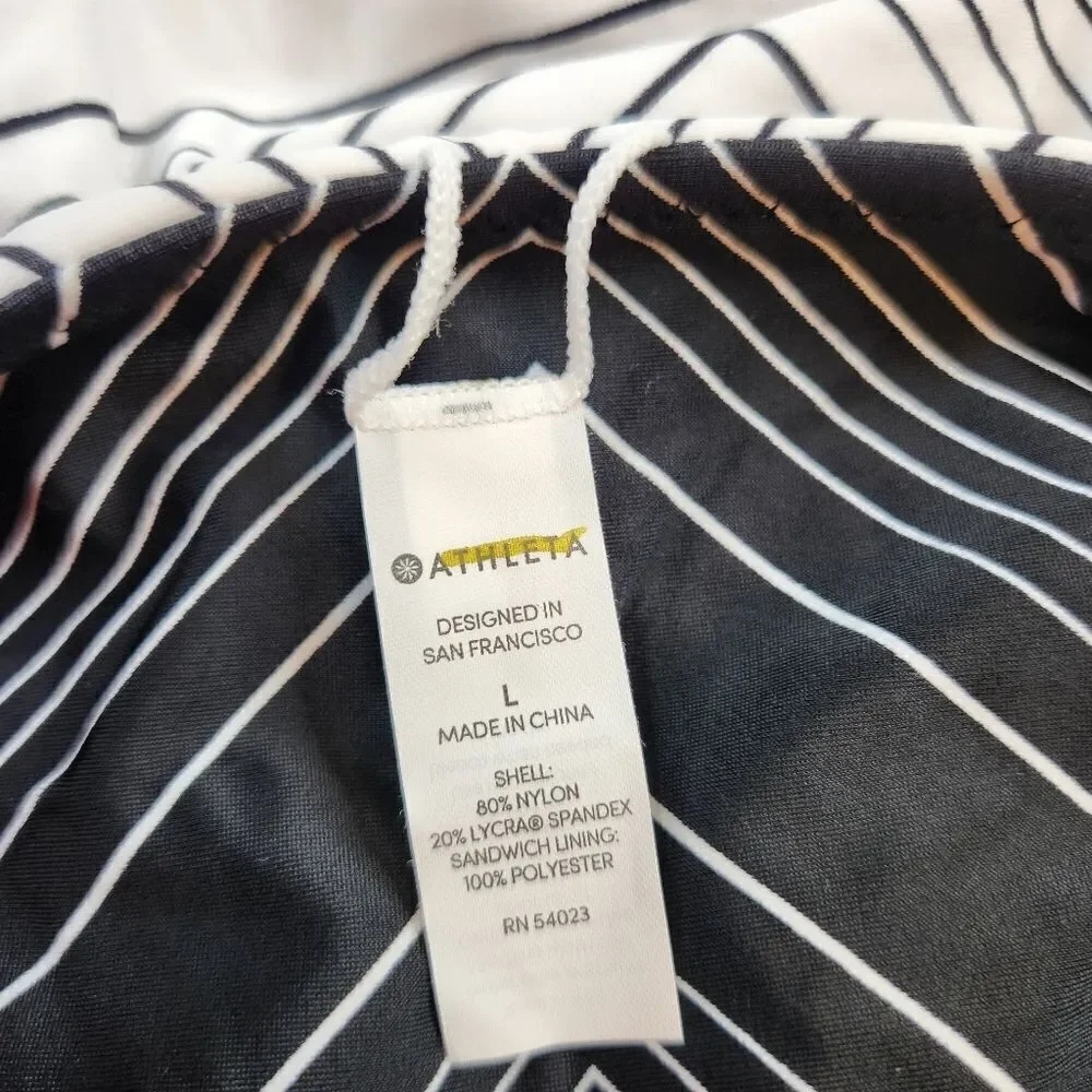 NWT Athleta Chevron Reversible Bikini Bottom Black White Sz L
